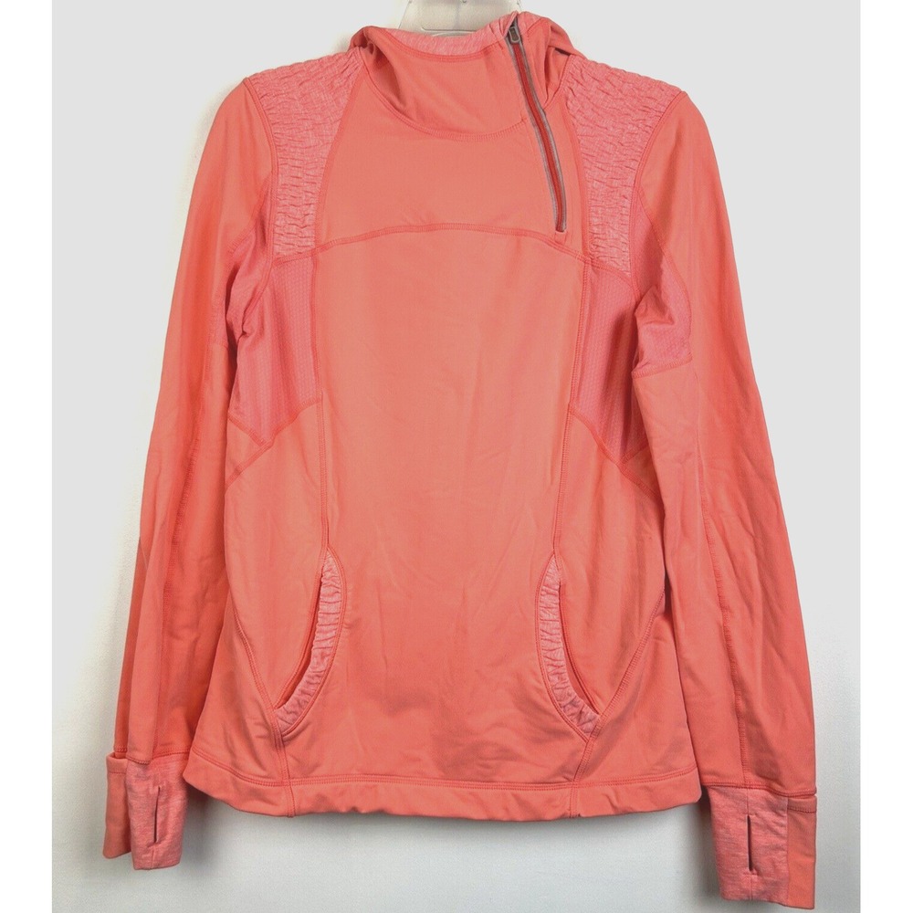 Lululemon Top Women 8 Athletica Jacket 1/4 Zip Coral Stretch Sport Gym Active